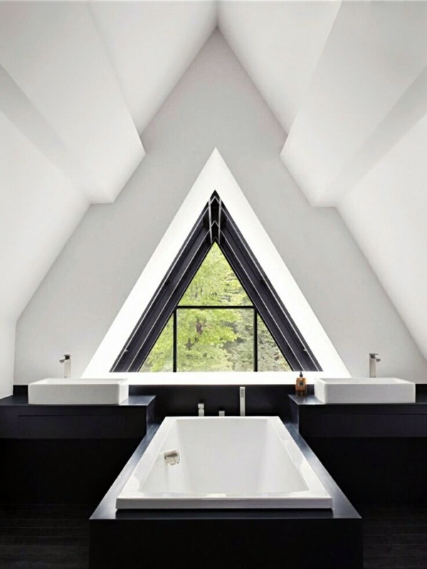 Triangular windows darken - window blinds or window films apply