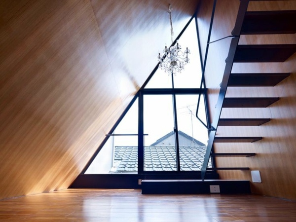 Triangular windows darken - window blinds or window films apply