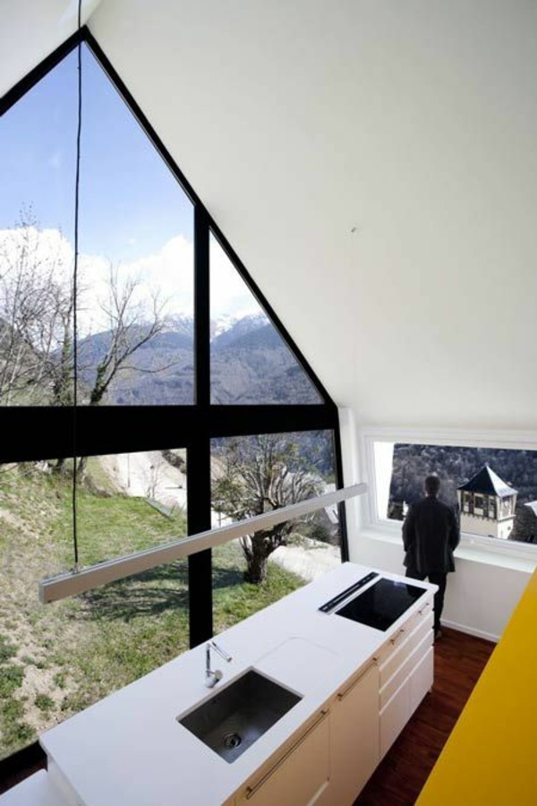 Triangular windows darken - window blinds or window films apply