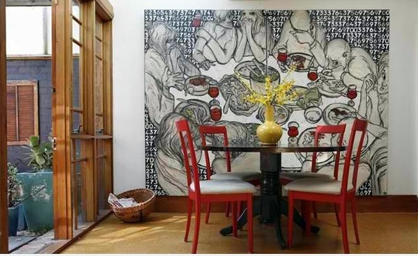 15 gorgeous dining room in red, white and black