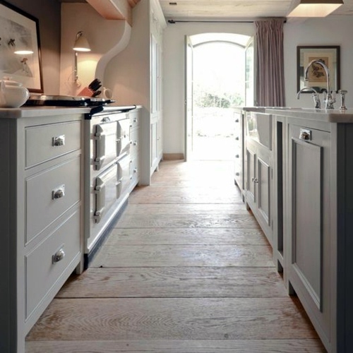 Wood flooring in the kitchen for a homely atmosphere