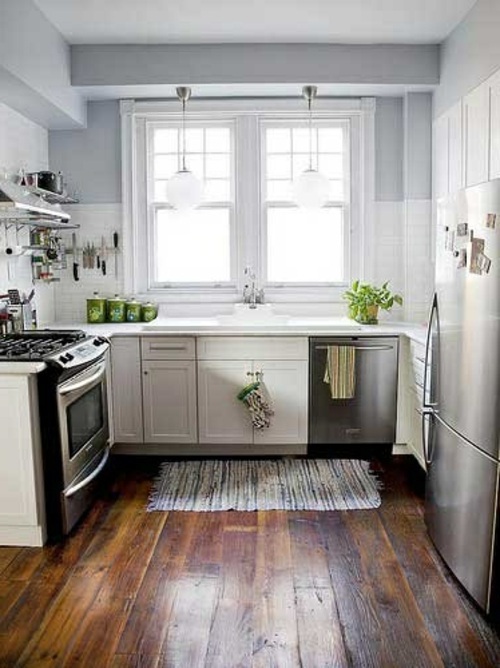 Wood flooring in the kitchen for a homely atmosphere