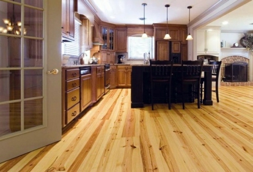 Wood flooring in the kitchen for a homely atmosphere