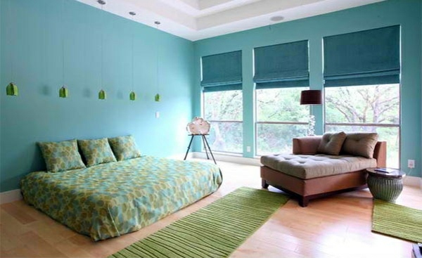 Bedroom Colors Ideas Blue And Bright Lime Green Interior