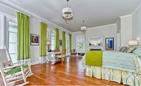Bedroom colors ideas - blue and bright lime green