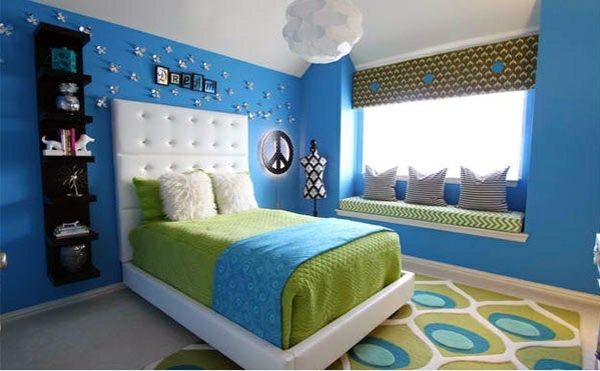 Bedroom Colors Ideas Blue And Bright Lime Green Interior