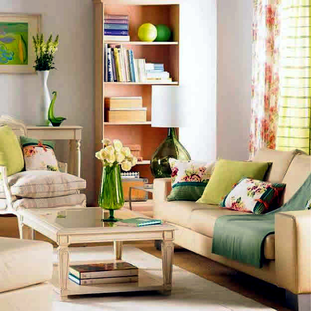 Spring decorations and colors in the living room Spring decorations and colors in the living room