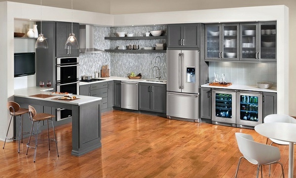 15 Modern Gray Kitchen Cabinets In, What Color Appliances With Grey Cabinets