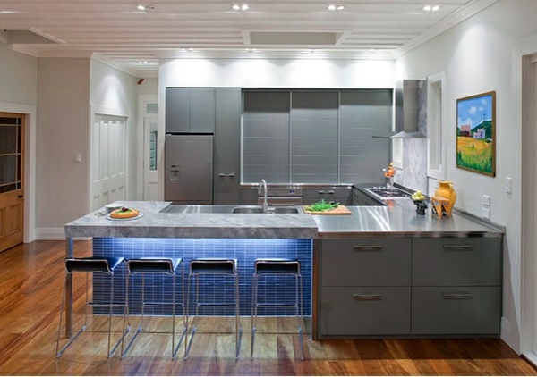 15 Modern Gray Kitchen Cabinets In Silver Shades Interior Design Ideas Avso Org Modern kitchen furniture like retro chairs and round tables can also soften the design.