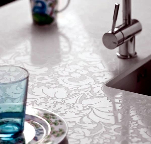 Decorative quartz countertops and wall panels Interior Design Ideas