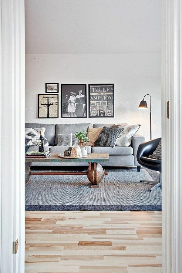 A wooden coffee table in the living room adds warmth and naturalness in A wooden coffee table in the living room adds warmth and naturalness in