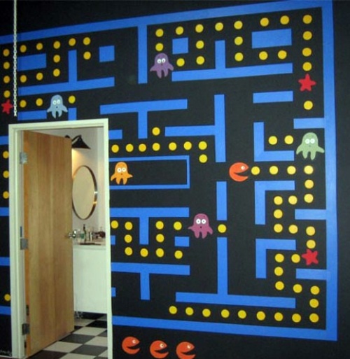Creative interior design with patterns from video games