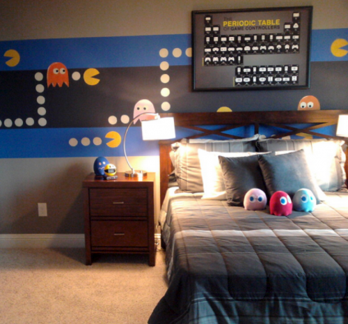 Creative interior design with patterns from video games