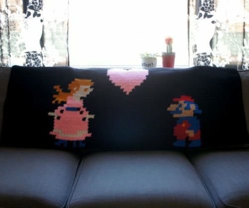 Creative interior design with patterns from video games
