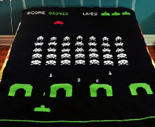 Creative interior design with patterns from video games