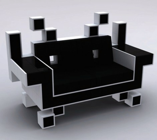 Creative interior design with patterns from video games Creative interior design with patterns from video games