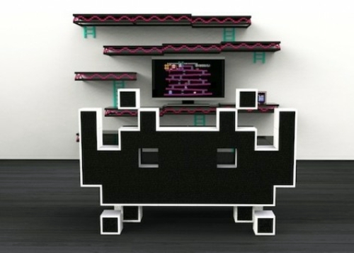 Creative interior design with patterns from video games Creative interior design with patterns from video games
