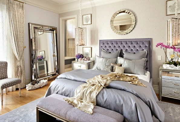 Bedroom furniture and bedside tables with mirror surface