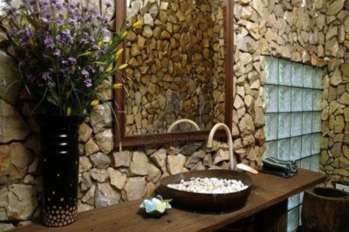 Interesting bathroom design - everything in the bathroom of rough stone Interesting bathroom design - everything in the bathroom of rough stone