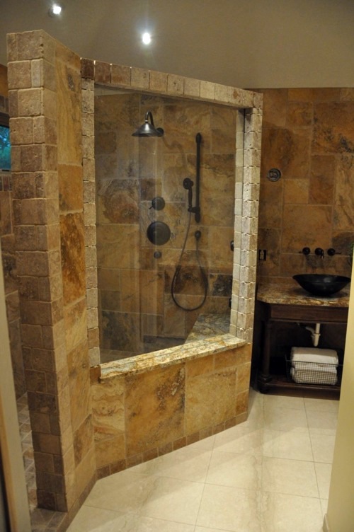 Interesting bathroom design - everything in the bathroom of rough stone Interesting bathroom design - everything in the bathroom of rough stone