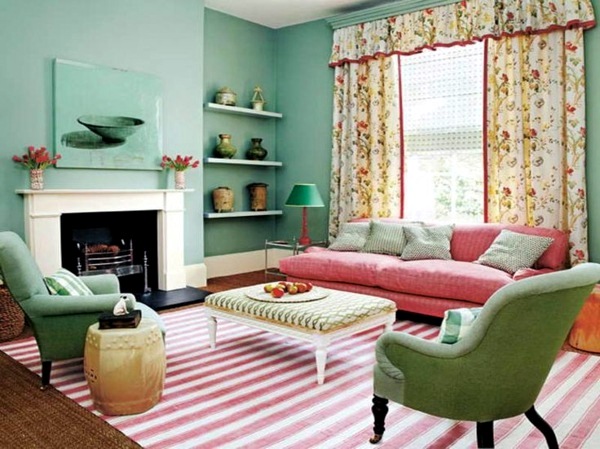 Wall color mint green gives your living room a magical flair