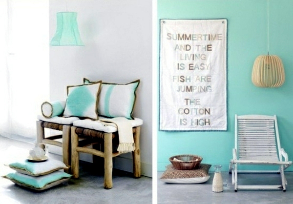 Wall color mint green gives your living room a magical flair