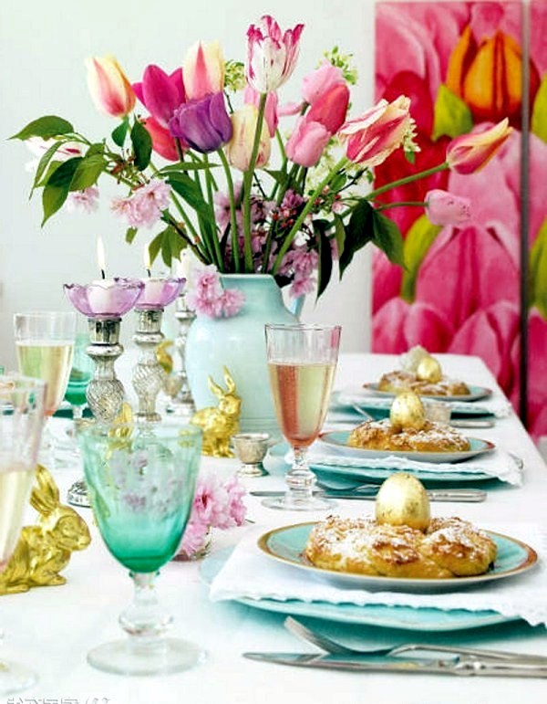 Colorful table decoration for Easter