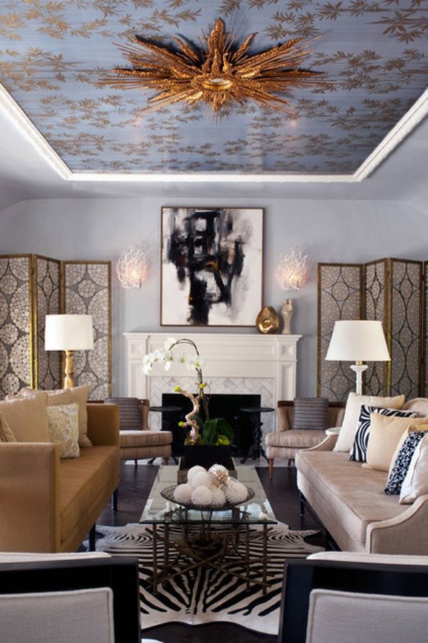 Wohnideen - The ceiling design - How about patterned wallpaper?