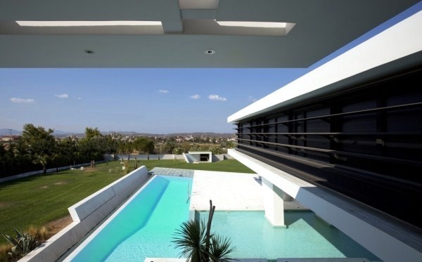 Minimalist house design with pure geometric forms