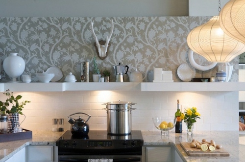 20 creative ideas for wallpaper in the kitchen area
