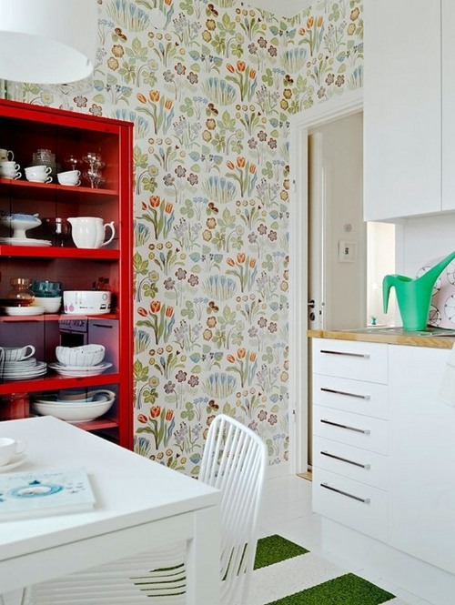 20 creative ideas for wallpaper in the kitchen area