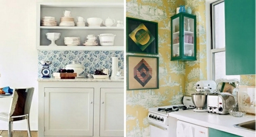 20 creative ideas for wallpaper in the kitchen area