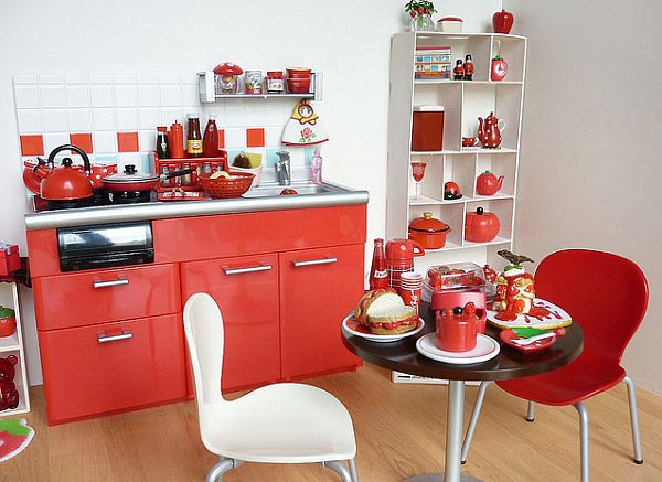 Cool red color for the kitchen with momentum