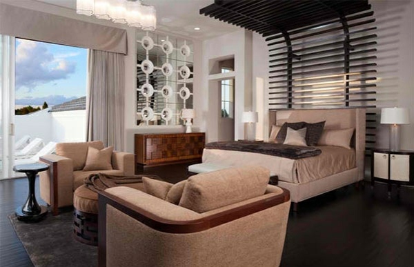 Wooden floor laid - the flooring in modern bedroom