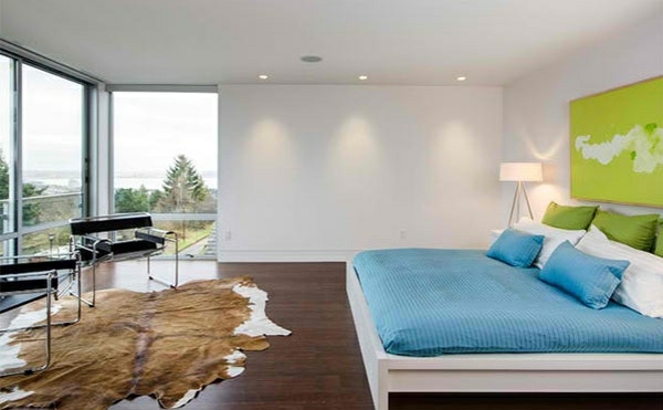Wooden floor laid - the flooring in modern bedroom