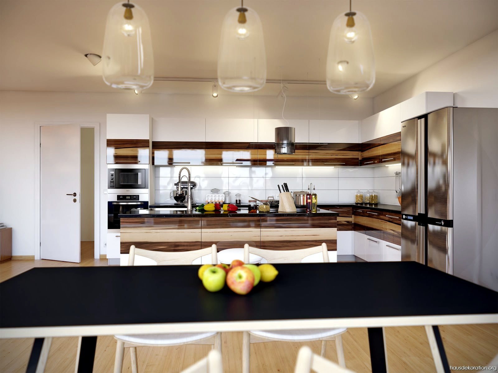 Wood tones and white Wood tones and white