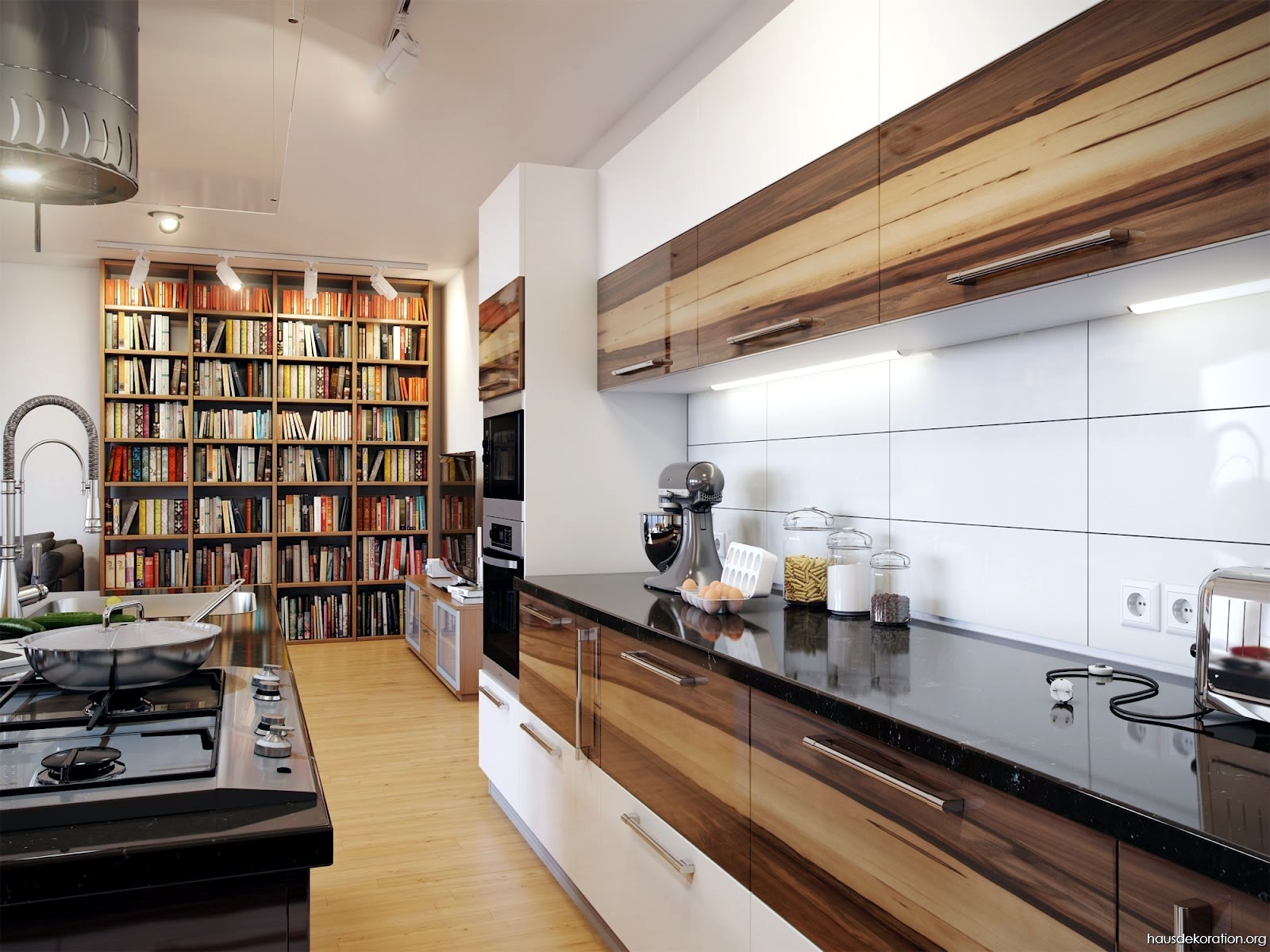 Wood tones and white Wood tones and white