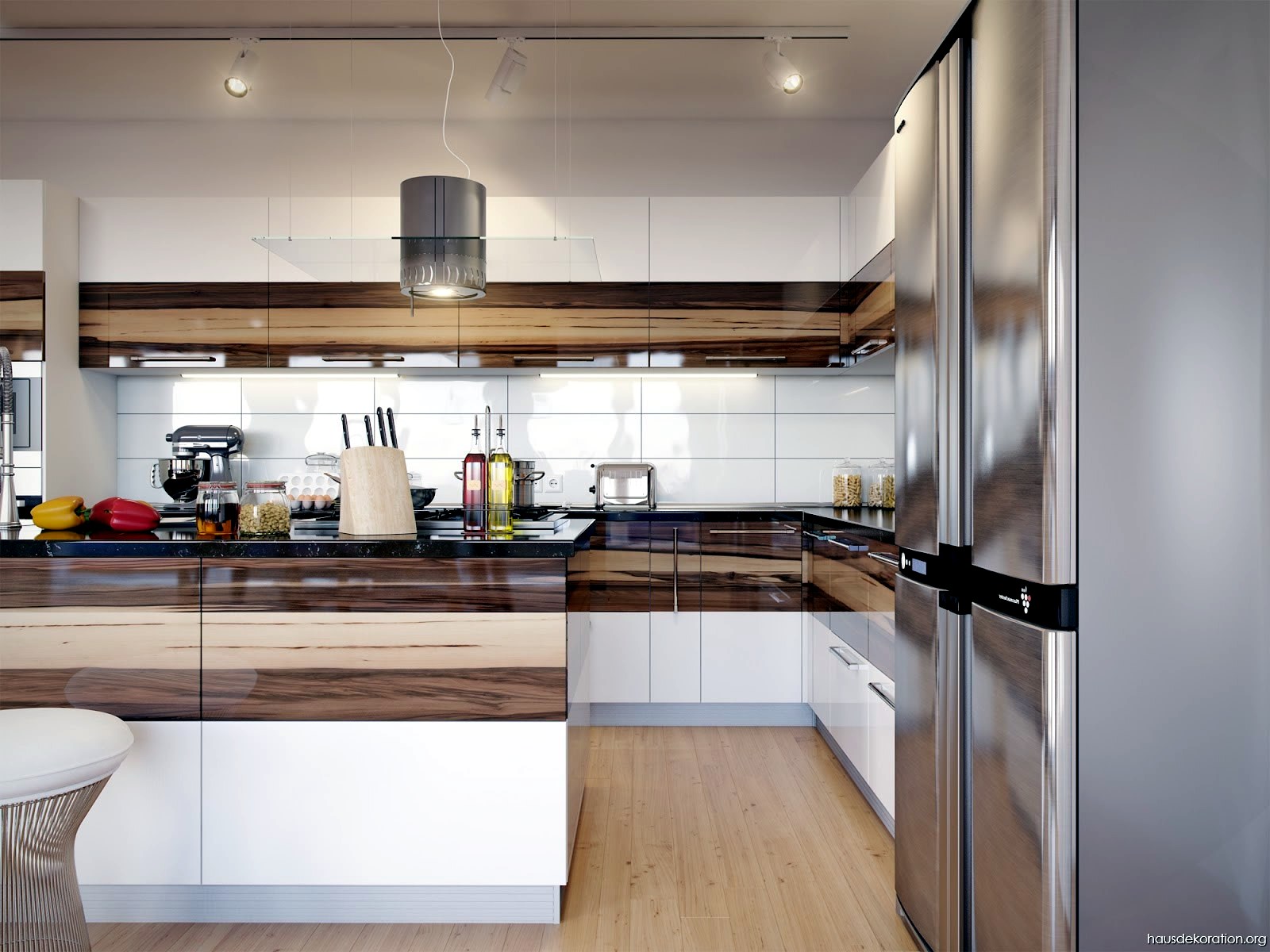 Wood tones and white Wood tones and white