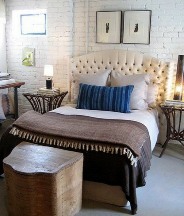 How you could decorate a brick wall behind your bed 31 ideas | Avso