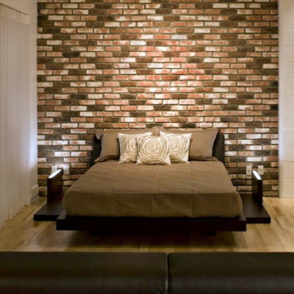How you could decorate a brick wall behind your bed 31 ideas