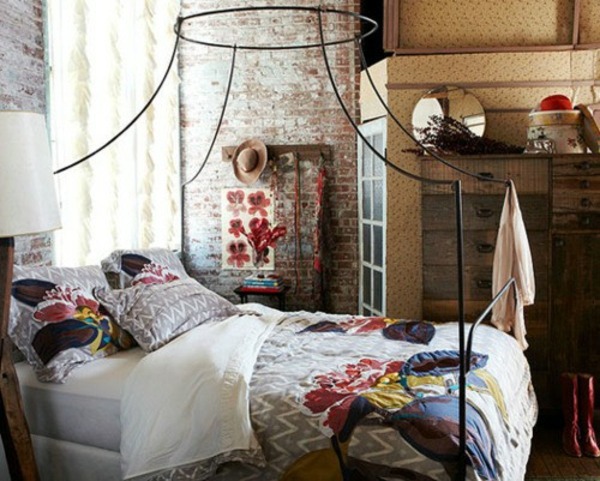 How you could decorate a brick wall behind your bed 31 ideas