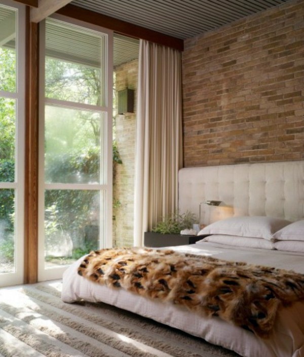 How you could decorate a brick wall behind your bed 31 ideas