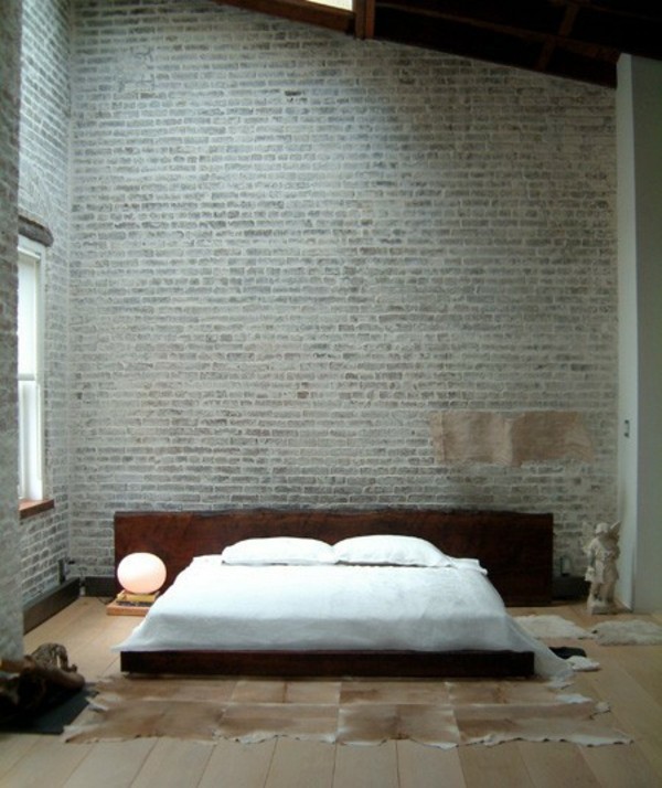 How you could decorate a brick wall behind your bed 31 ideas