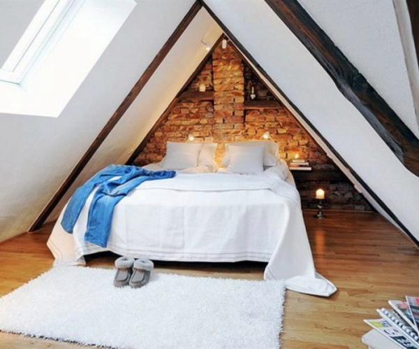 How you could decorate a brick wall behind your bed 31 ideas