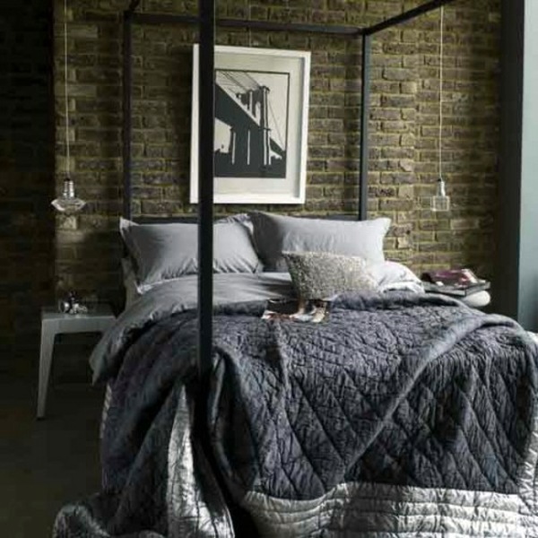 How you could decorate a brick wall behind your bed 31 ideas