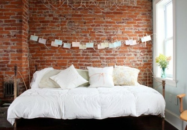 How You Could Decorate A Brick Wall Behind Your Bed 31 Ideas
