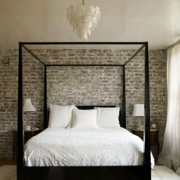 How you could decorate a brick wall behind your bed 31 ideas