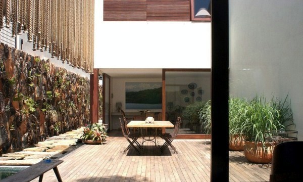 Modern house with a pond in the garden
