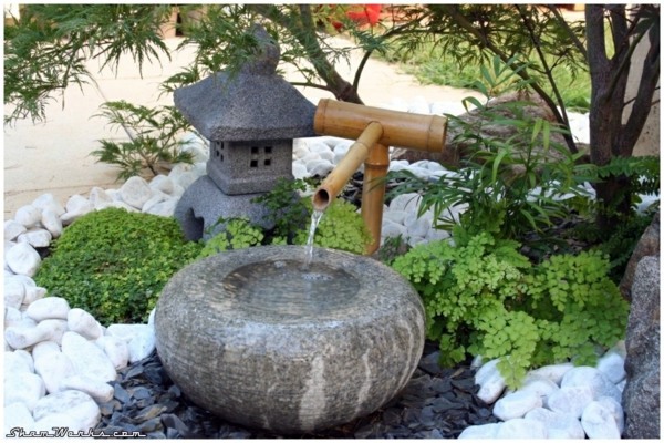 Landscaping with rocks and water - small Japanese garden
