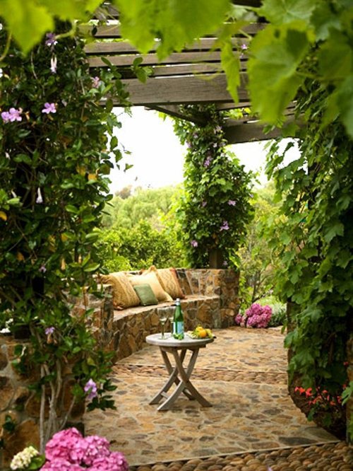 Create a shaded seating area in the garden